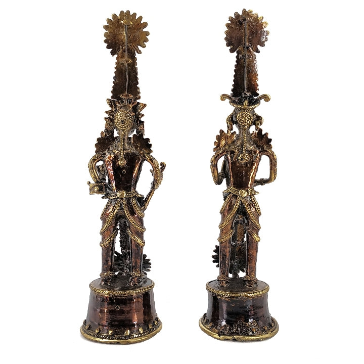 Dhokra Art Handmade Jhitku Mitki Brass Tribal Statue (Bronze color, 11 inch)