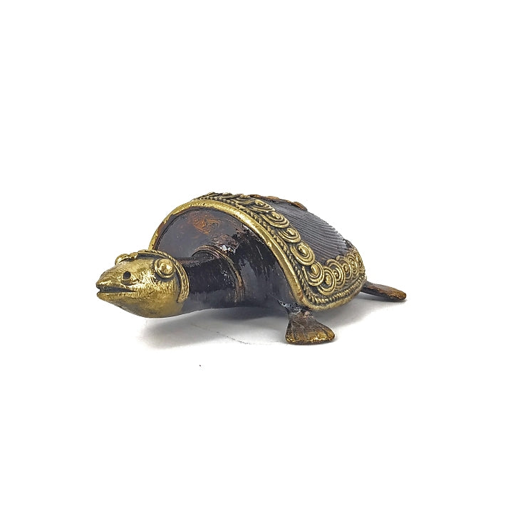 Handmade Bastar Art Bell Metal Coin Tortoise (Bronze color, 4.5 inch)