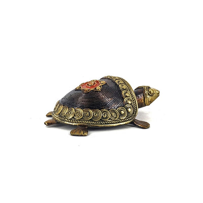 Handmade Bastar Art Bell Metal Coin Tortoise (Bronze color, 4.5 inch)