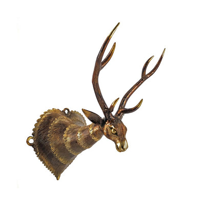 Handcrafted Brass Multi Collar Deer Head Wall Accent (Bronze color, 10 inch)