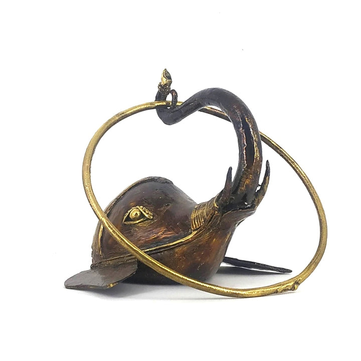 Brass Wall Hanging Elephant Head Towel Ring (Bronze color)