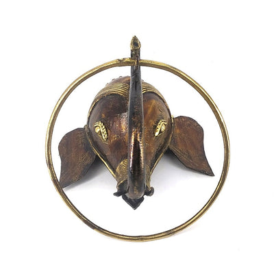 Brass Wall Hanging Elephant Head Towel Ring (Bronze color)