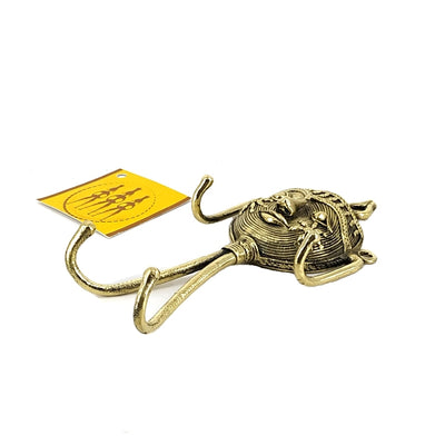 Dhokra Art Brass Mask Key Hanger (Golden, 2 x 6 inch)