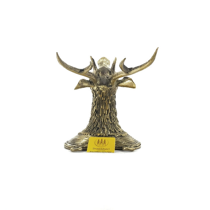 Handmade Tribal Art Brass Deer Textured Head Wall Accent (Bronze color, 8.5 inch)