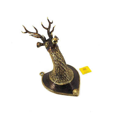 Handmade Brass Deer Head Textured Wall Accent (Bronze color, 10 inch)