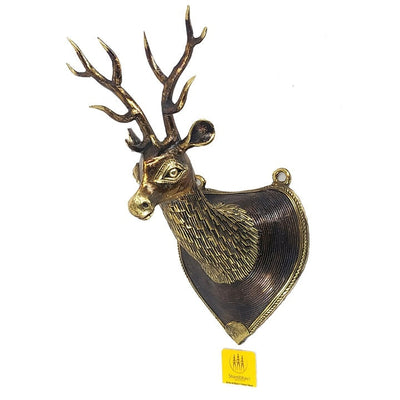 Handmade Brass Deer Head Textured Wall Accent (Bronze color, 10 inch)