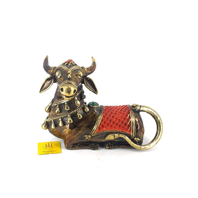 Decorative Dhokra Brass Nandi Bull Statue (Multicolor, 7.25 x 5 inch)