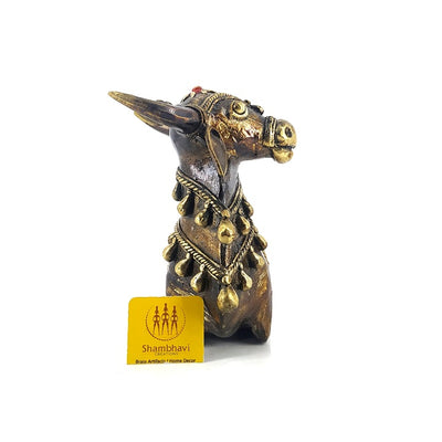 Decorative Dhokra Brass Nandi Bull Statue (Multicolor, 7.25 x 5 inch)