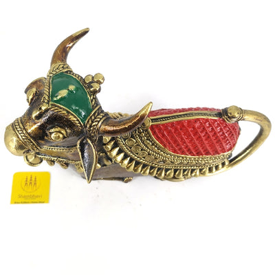 Striking Brass Dhokra Curve Design Nandi Statue (Multicolor, 7.25 x 4.5 inch)