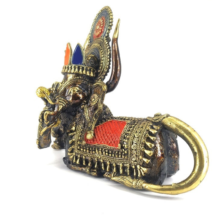 Handmade Dhokra Art Bahurupiya Brass Artefact (Multicolor, 10 inch)