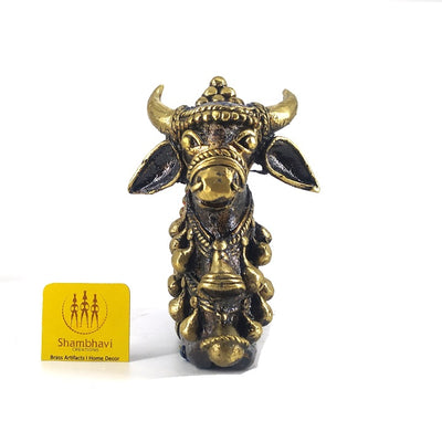 Dhokra Art Serene Sitting Nandi Statue of Bell metal (Multicolor, 7 x 3.5 inch)