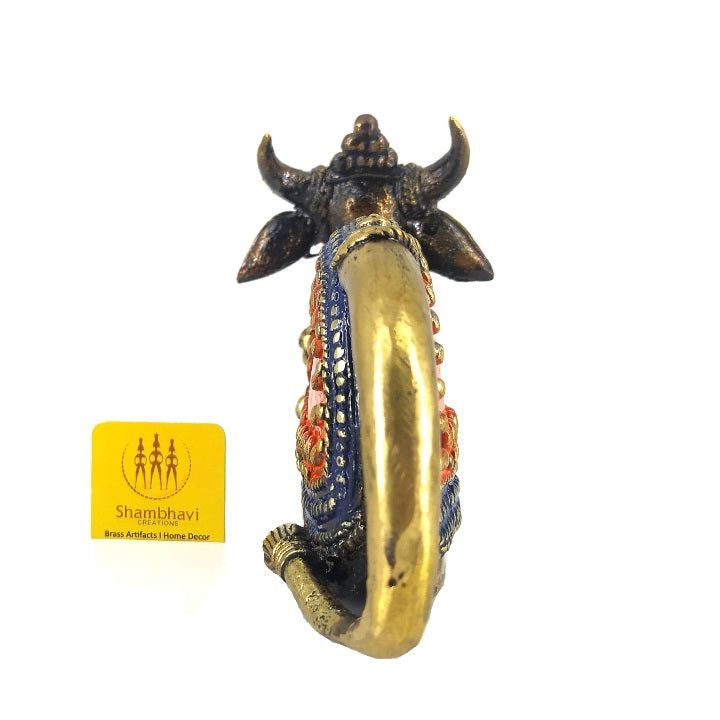 Dhokra Art Serene Sitting Nandi Statue of Bell metal (Multicolor, 7 x 3.5 inch)