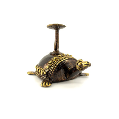 Brass Tortoise Candle and Tea Light Holder (Bronze color, 3 inch)