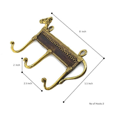 Nandi, Bull Design Brass Key Hanger (Golden, 5.5 X 8 inch)