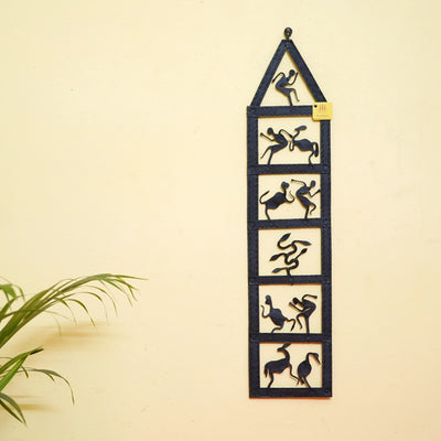 Man and Nature style Iron Art Wall Panel (Black, 21 inch)