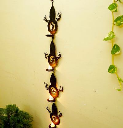 Leaf Design Wall Hanging of Loha Shilp Art (Black, 40 inch)