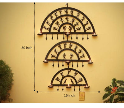 Bastar Iron Art Half Circles Wall Hanging (Black, 30 inch)