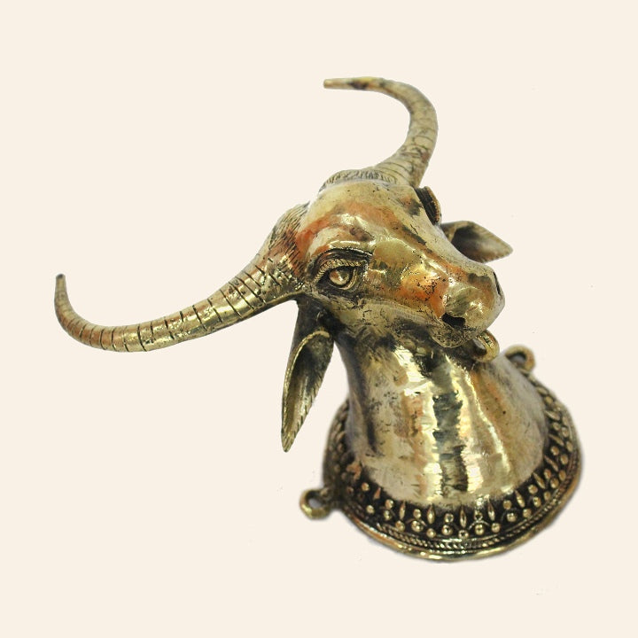 Dhokra Art Brass Metal Wall Accent for Home Decor (Golden, 7 X 4 inch)