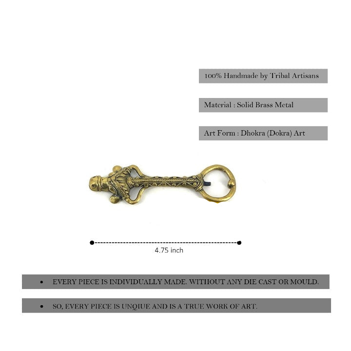 Traditional Bastar Dokra art bottle opener detail