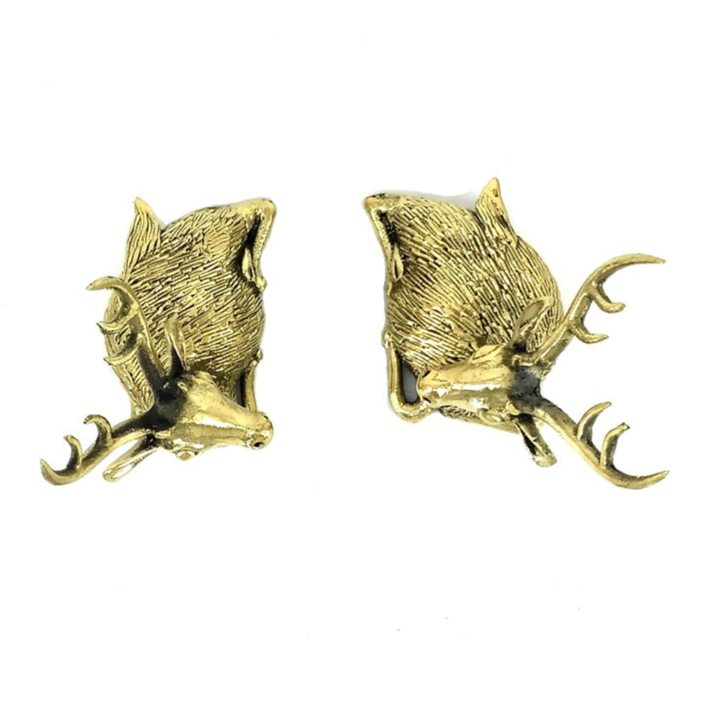 Brass resting deer duo statue for home décor top view