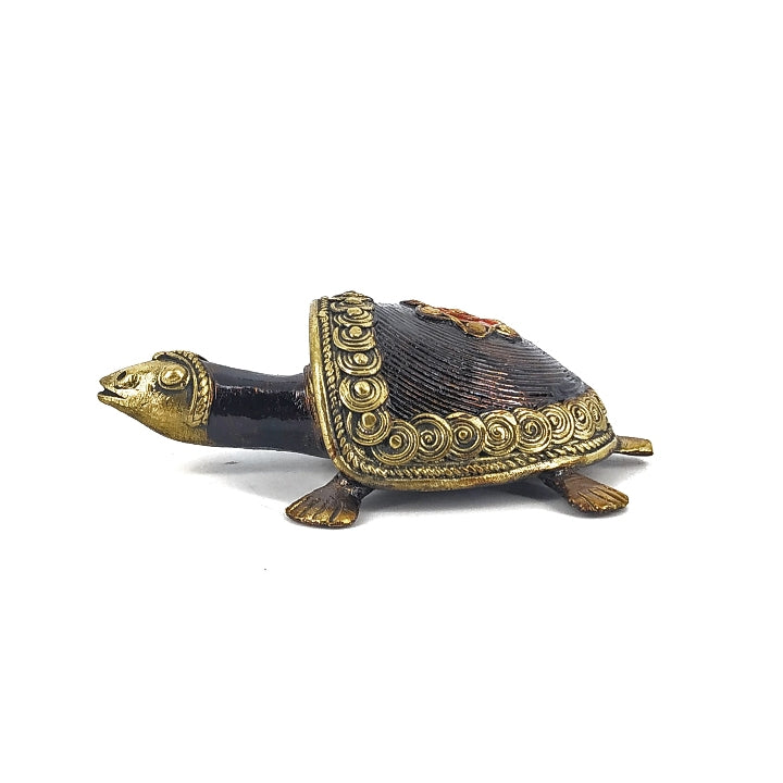  Handmade bronze Bastar Dokra art tortoise side profile

