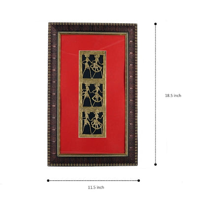 3 Storied Brass Dhokra Art Wall Frame (Red, 18.5 inch)