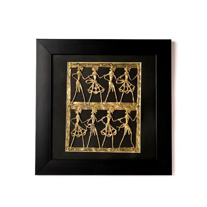 Brass Dhokra Art square wall Frame (Black, 12.5 inch)