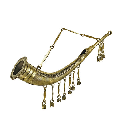 Bastar Dhokra Art Trumpet Todi  Wall Accent (Golden, 15 inch)