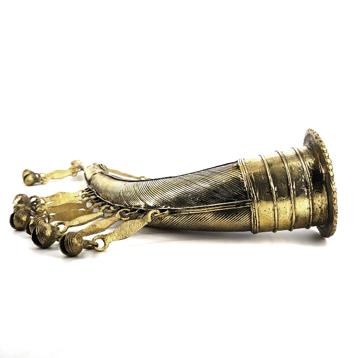 Bastar Dhokra Art Trumpet Todi  Wall Accent (Golden, 15 inch)