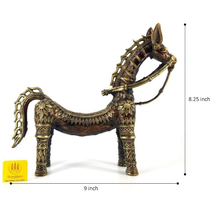 Brass Horse with Bent Back (Bronze color, 8.25 inch)