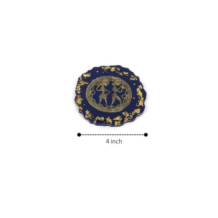 Elegant blue translucent coaster handcrafted finish 4 inch