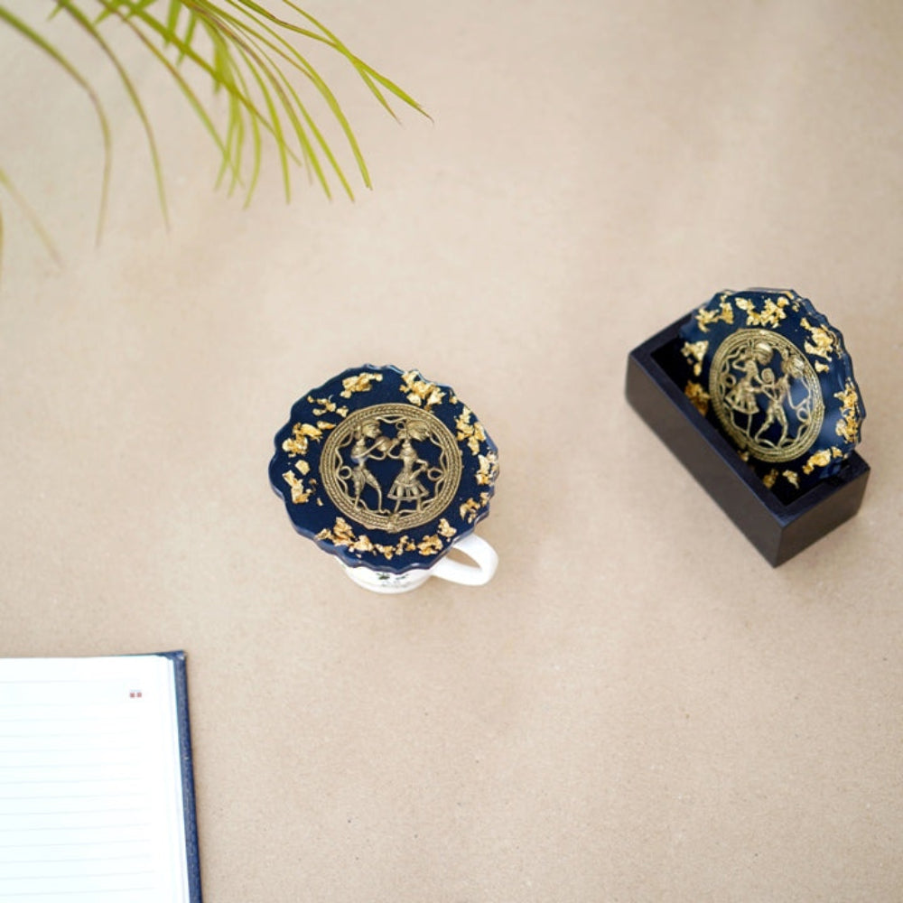Resin brass coaster set for coffee table
