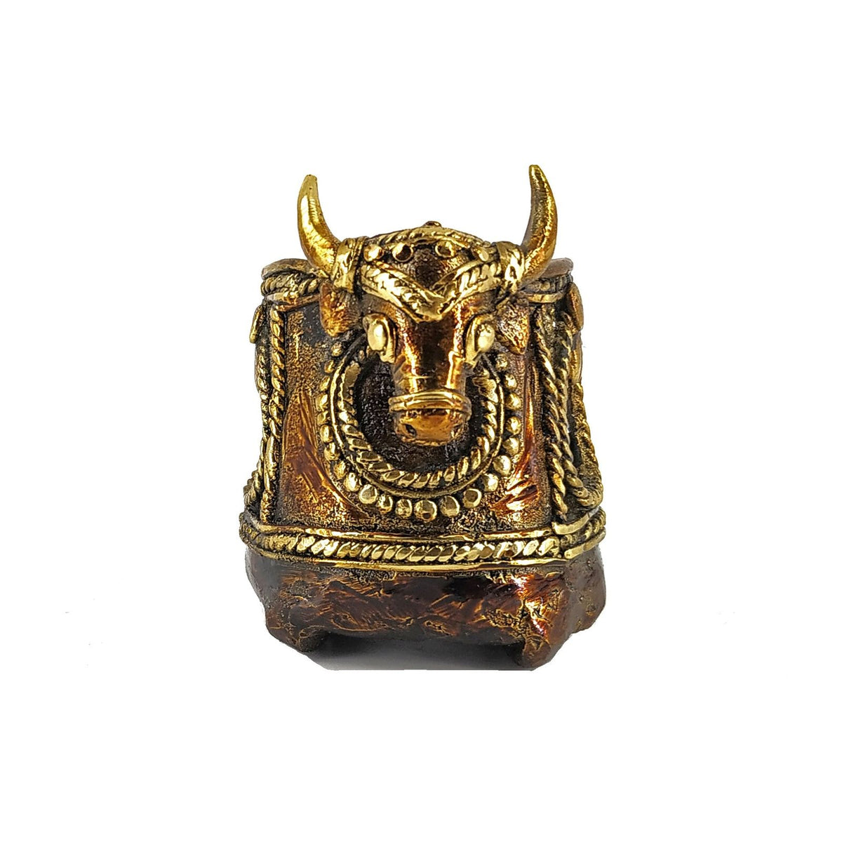 Traditional Bastar Dokra art inspired brass desk pen stand front view