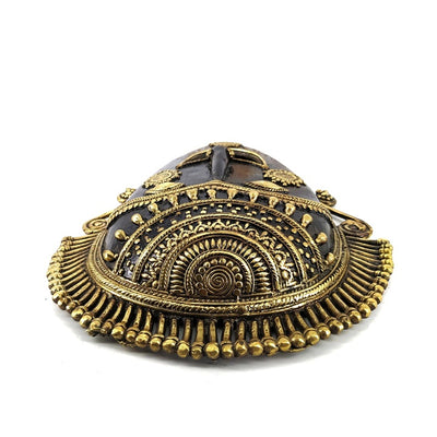 Bastar Art Ornamented Brass Mask (Bronze color, 10 inch)