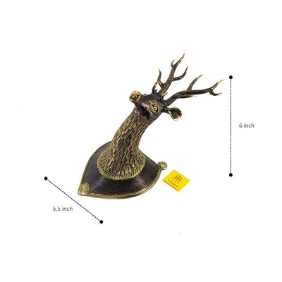 Handmade Brass Deer Head Textured Wall Accent (Bronze color, 10 inch)