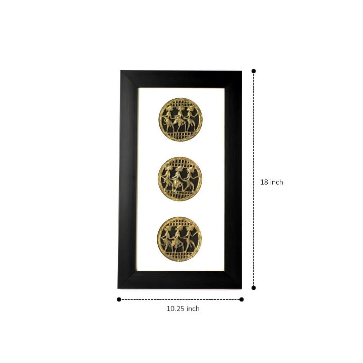 Dhokra Art Brass Wall Frame, Circles of Celebrations (White, 18 inch)