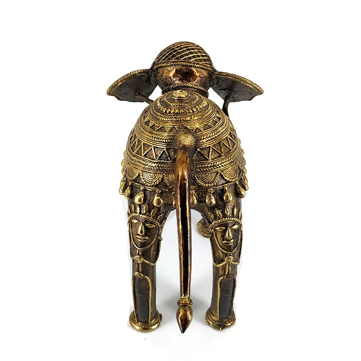 Bell metal elephant sculpture with ornate handcrafted detailing