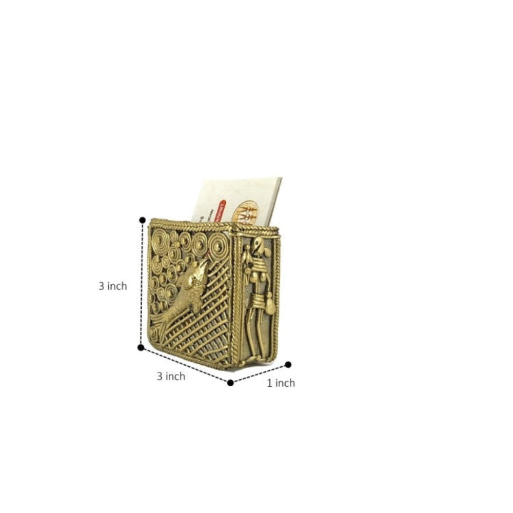 Handcrafted brass pen holder with Bastar Dokra art detailing