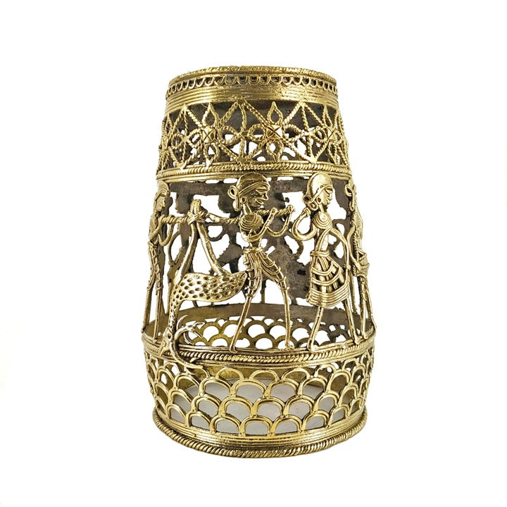 Bastar Dokra art inspired brass pendant lampshade for home décor