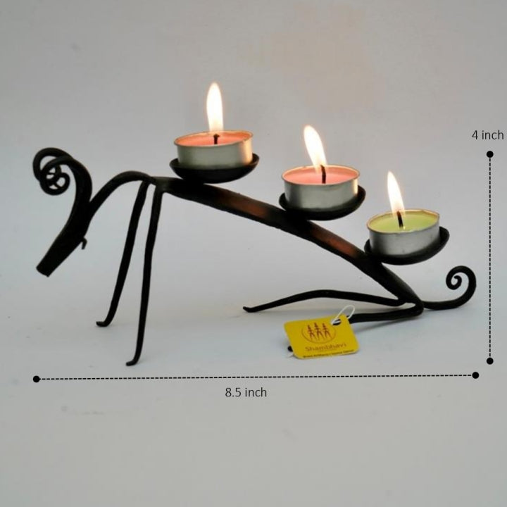 Decorative black iron lamb tea light holder for living room