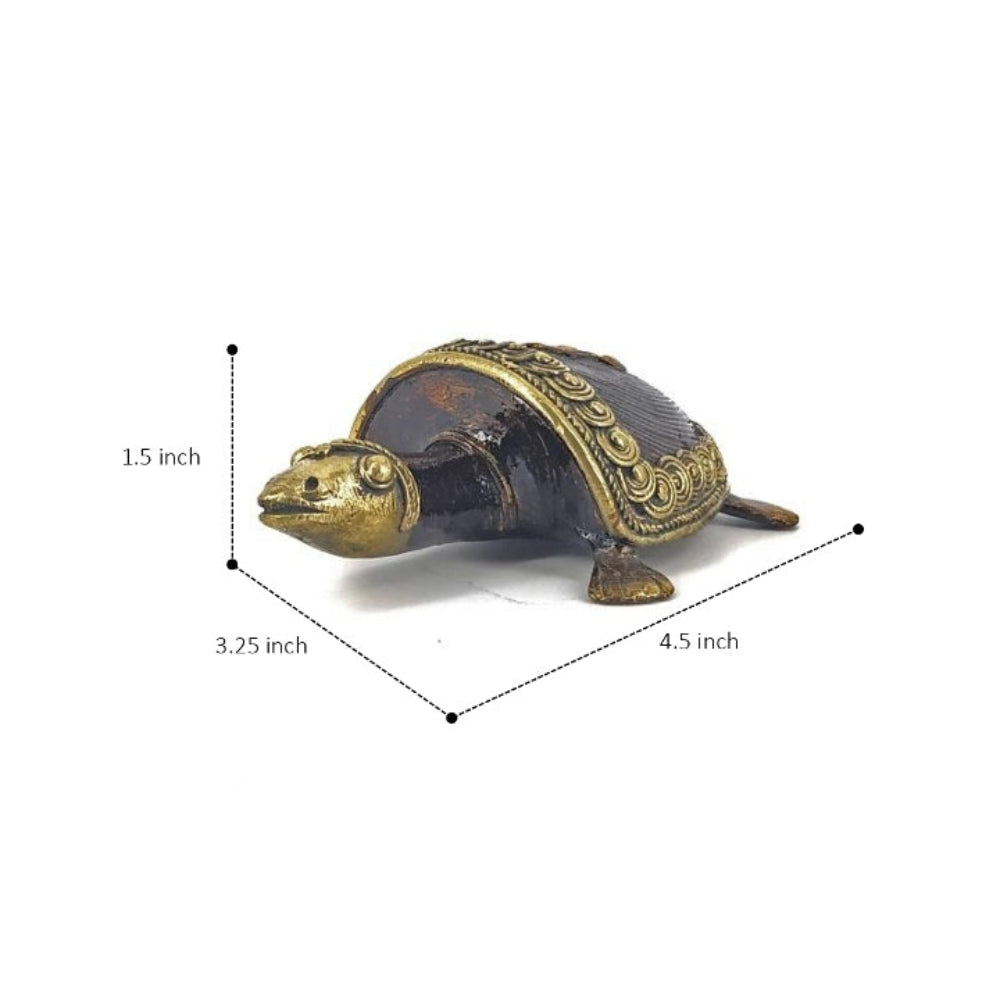 Bell metal Bastar Dokra art coin tortoise showpiece front