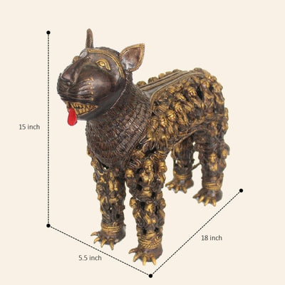 Vintage Look Metal Cat or Billi Brass Art for Decoration (Bronze color, 18 x 15 inch)