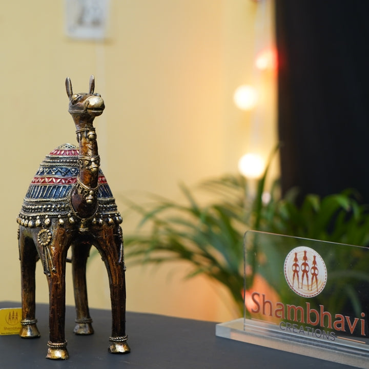 Artistic brass camel statue for home and office decor