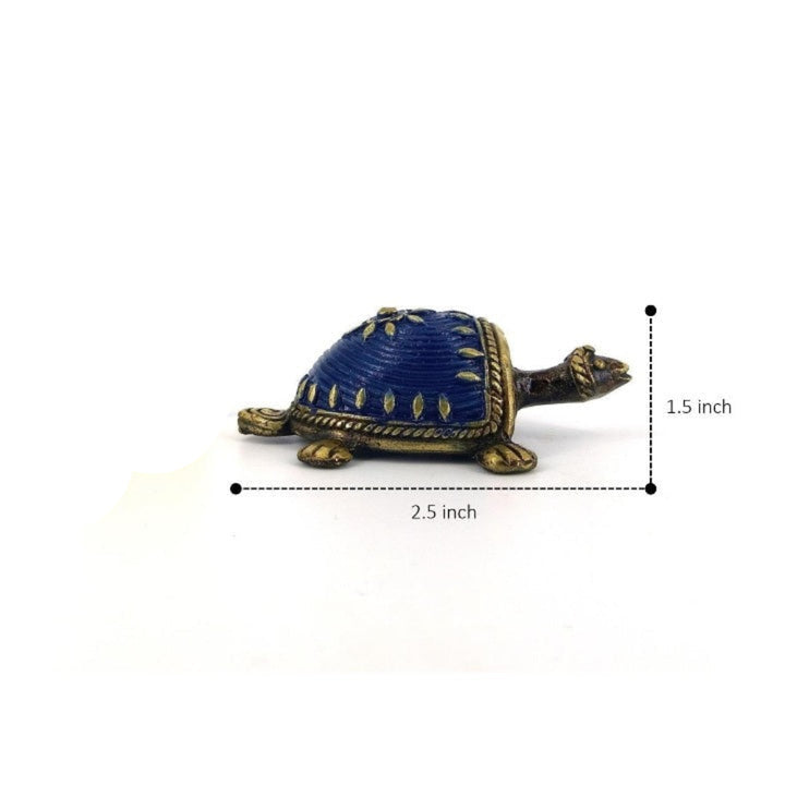 Small brass tortoise statue handcrafted in Bastar Dokra art