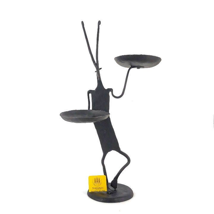 Handcrafted iron animal design candle stand 12 inch