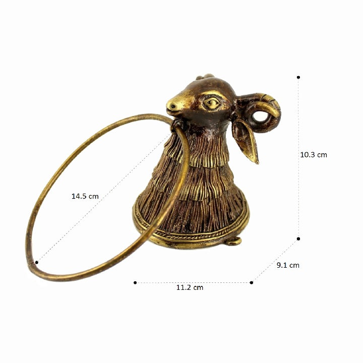 Handmade Brass Lamb Towel Holder with Dhokra Art Design (Bronze color)