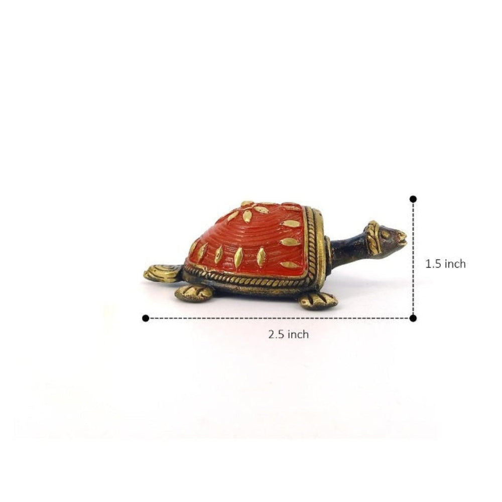Handcrafted brass tortoise showpiece desk décor angle