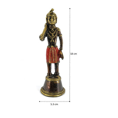 Handmade Brass Tribal Madia Statue of Bastar Art (Bronze color, 7 inch)