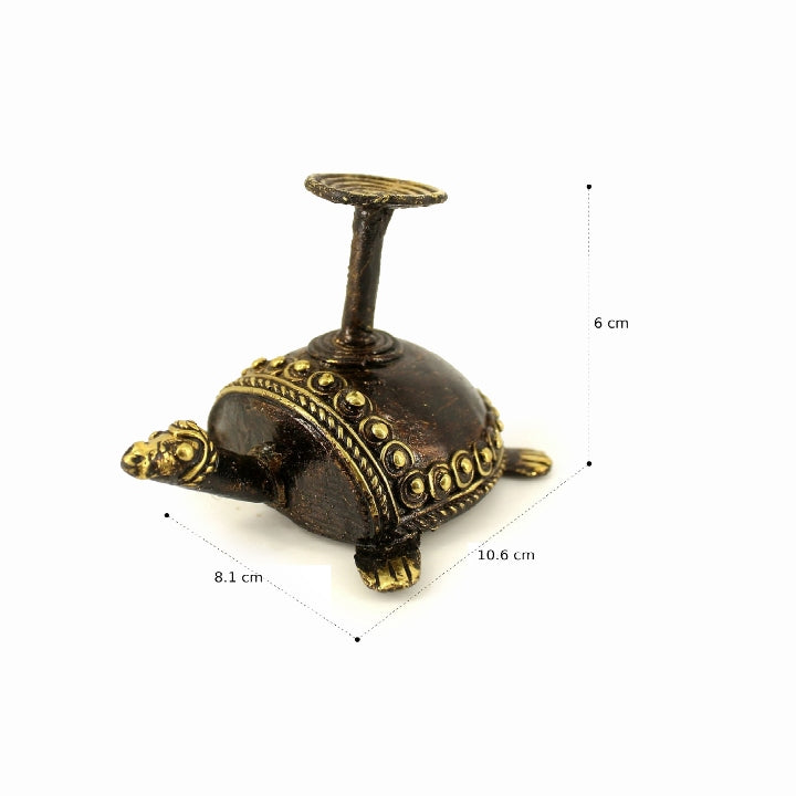 Brass Tortoise Candle and Tea Light Holder (Bronze color, 3 inch)