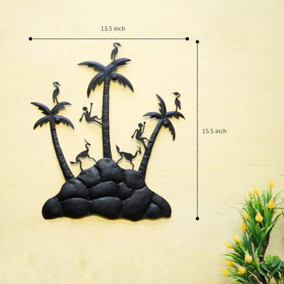 Handmade Decorative Nature's Abode Iron Craft Wall Hanging (Black, 15.5 inch)